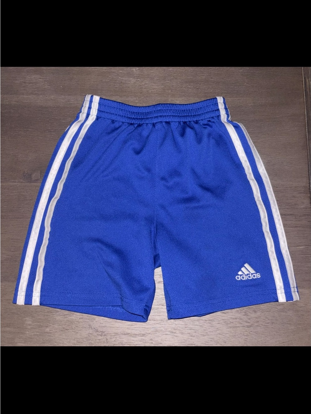 adidas Kid's Blue Athletic Shorts with White Stripes